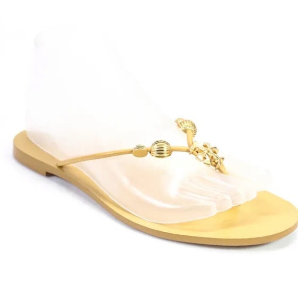 Tory Burch Capri thong sandals beaded gold logo - Picture 9 of 11